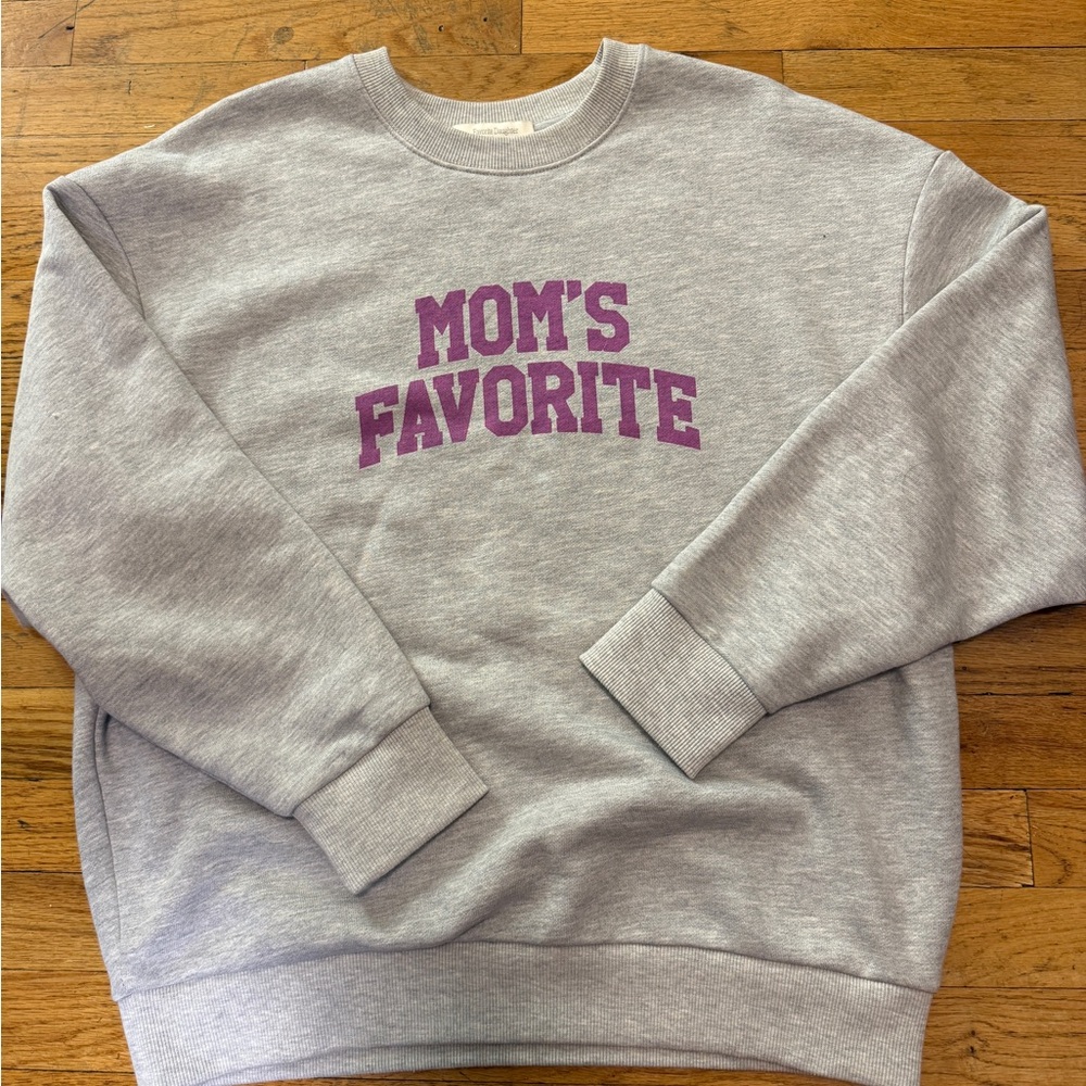 Favorite Daughter Gray Crewneck Sweatshirt with Purple Chest Print